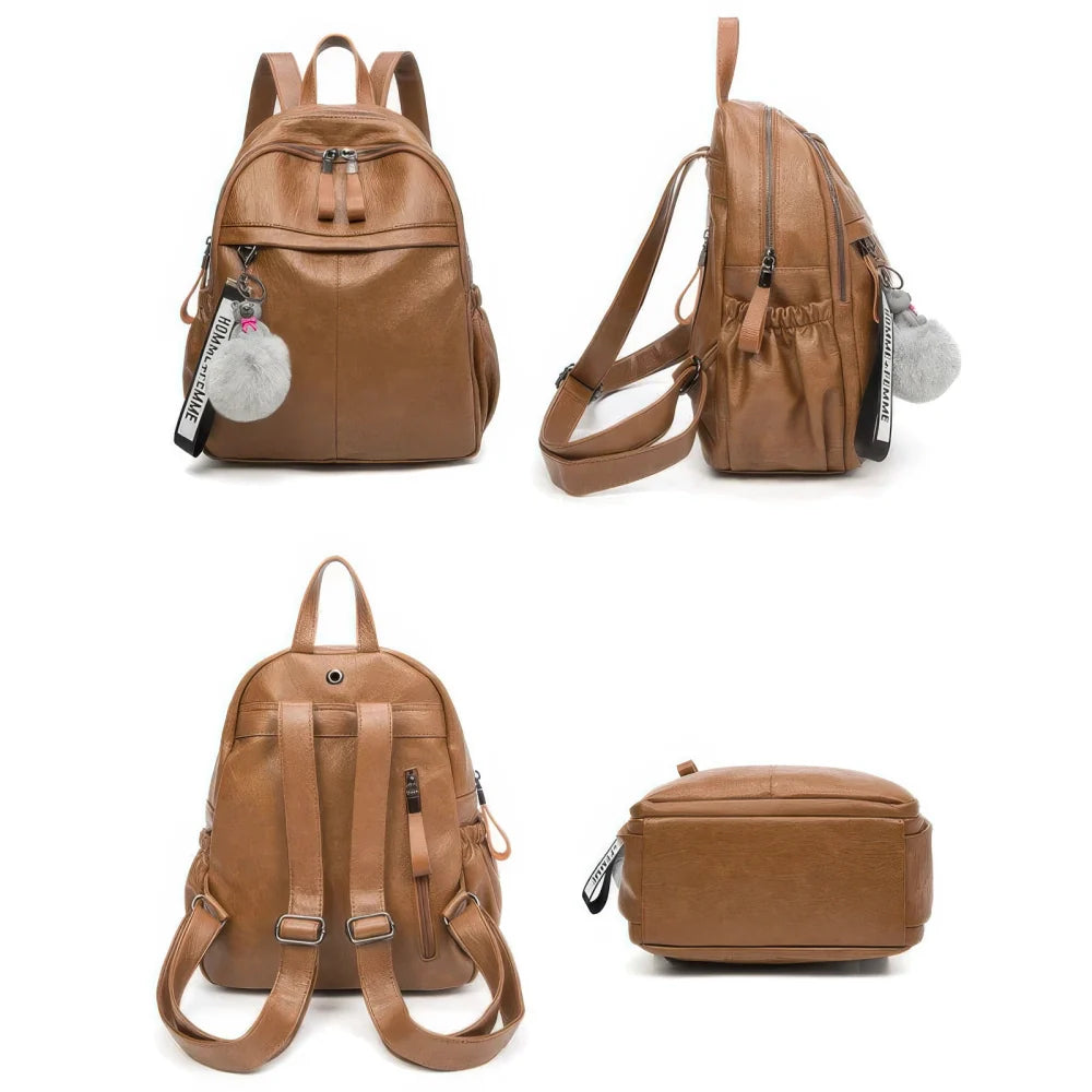 Sac à Dos à Pompon Femme